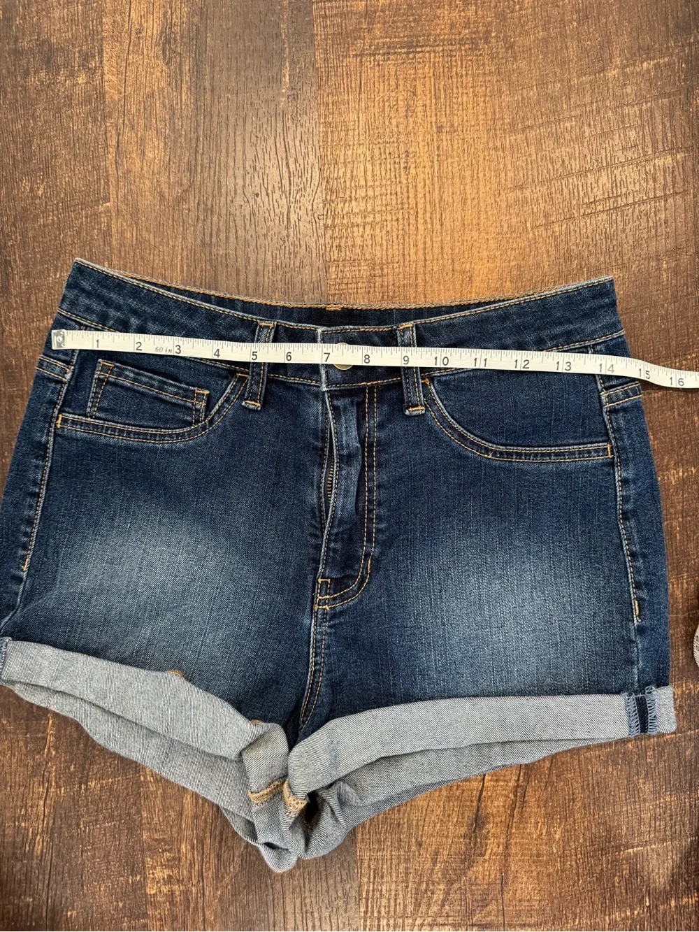 Forever21 dark blue denim cuffed shorts